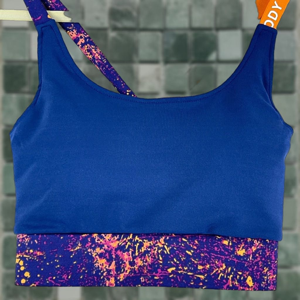 Body Glove Body Glove Sports Bra Womens Large Blue Orange Crossback Straps Padded Wireless Quick-Dry Breathable, 2-Color Spell Out Size ONE SIZE - 1 Thumbnail