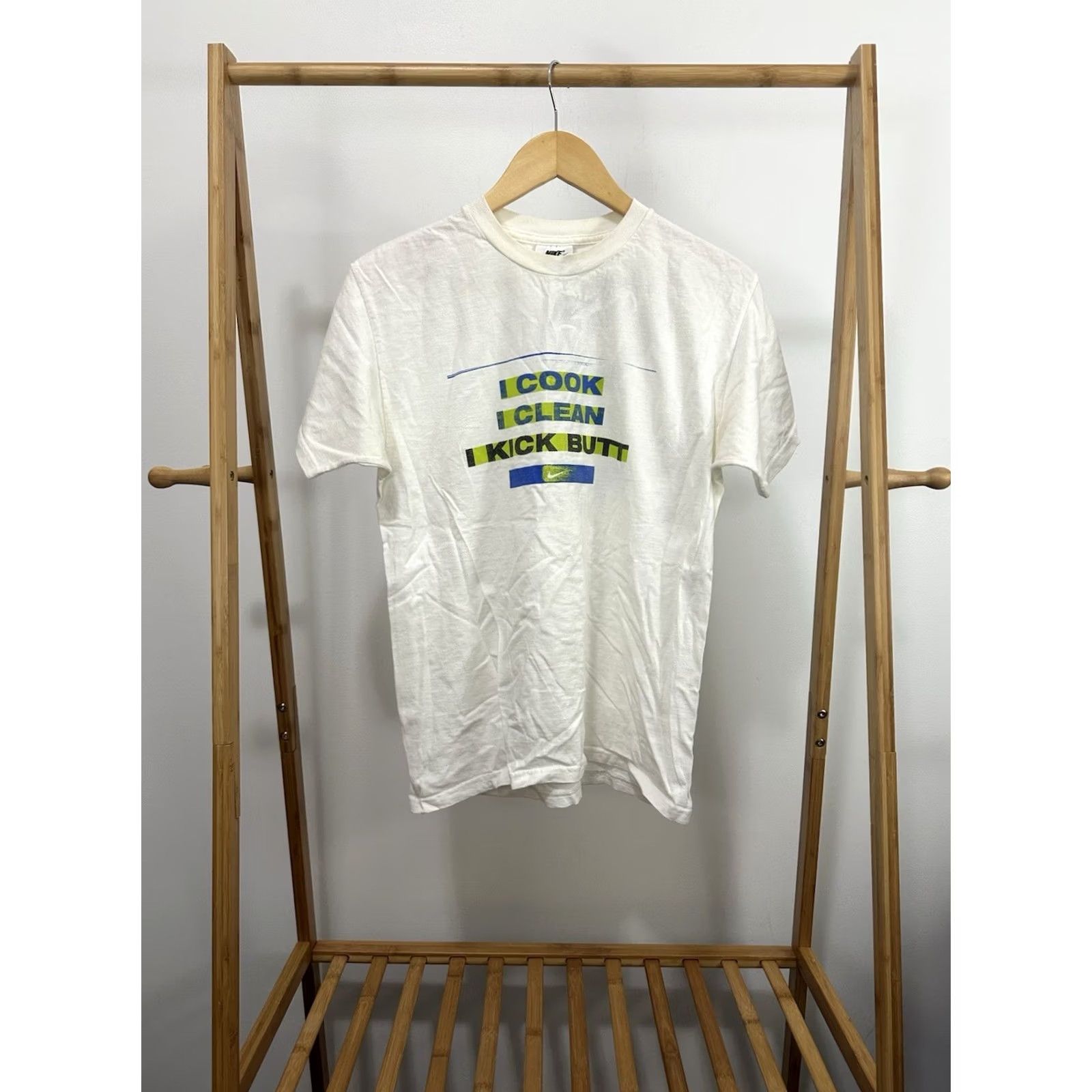 Nike VTG Nike I Cook I Clean I Kick Butt Sport Girl Power Short Sleeve T-Shirt Size S White Shirt Adults Unisex Nike Sport Girls S Size US S / EU 44-46 / 1 - 2 Thumbnail