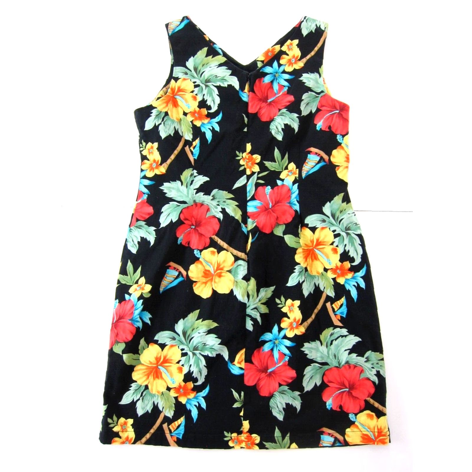 Pinko VINTAGE Caribbean Joe Cotton Stretch Black Yellow Pink Floral Hawaiian Tank Dress PXL Size XL / US 12-14 / IT 48-50 - 2 Thumbnail