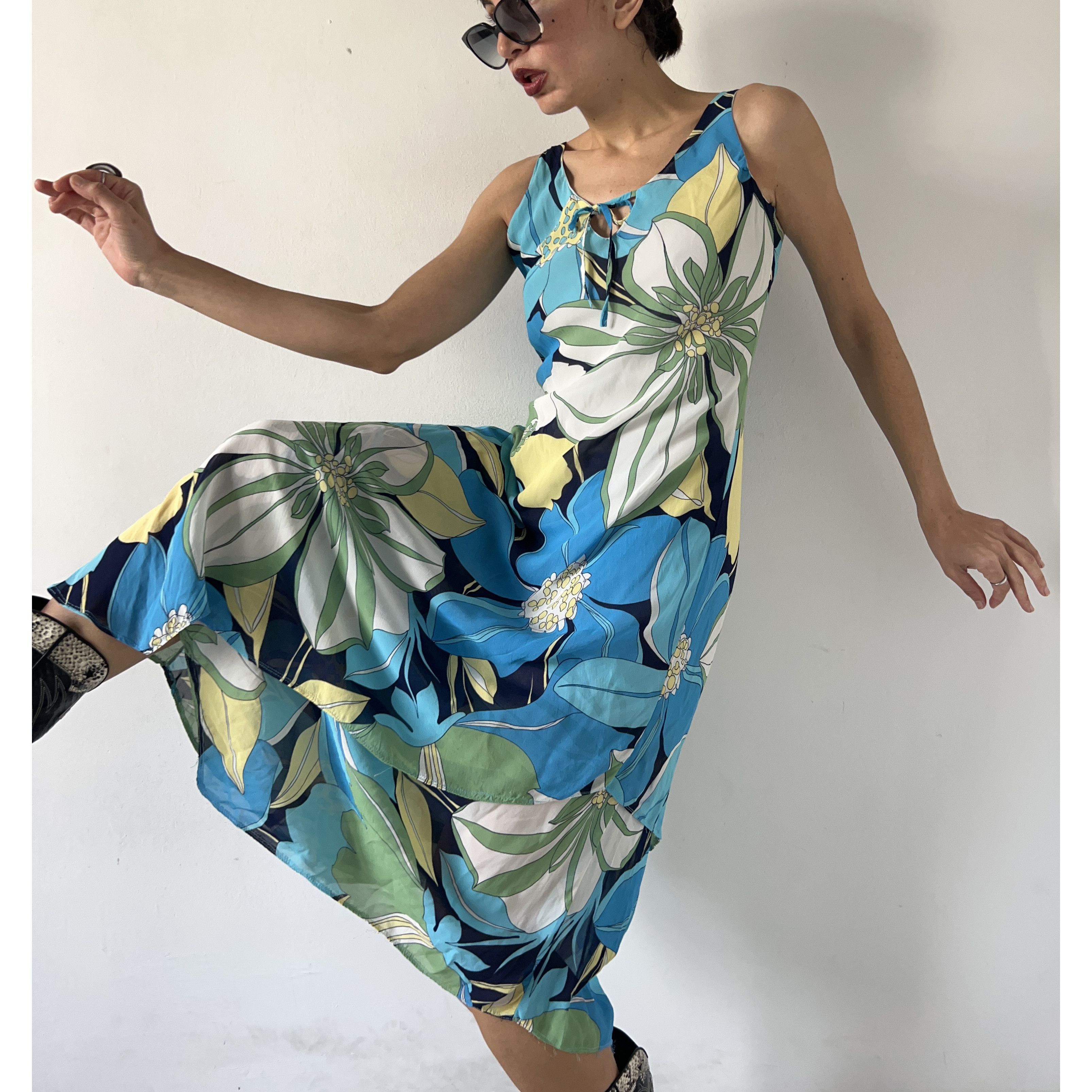 Vintage Y2k bias cut flower power asymmetrical maxi dress Size L / US 10 / IT 46 - 5 Thumbnail