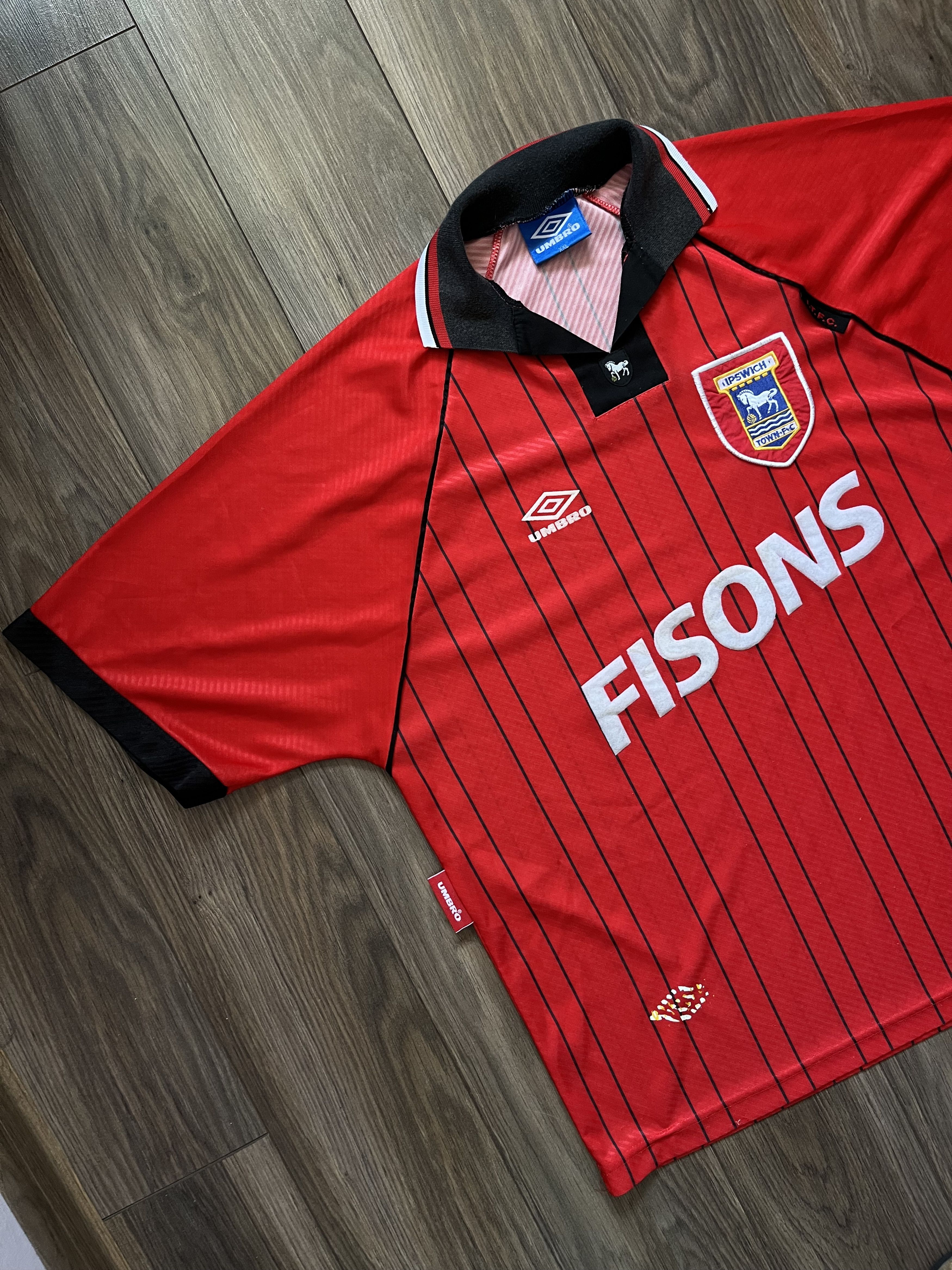 Umbro Ipswich Town Soccer Jersey Umbro Football Shirt RARE 1993/95 Size US XXL / EU 58 / 5 - 3 Thumbnail