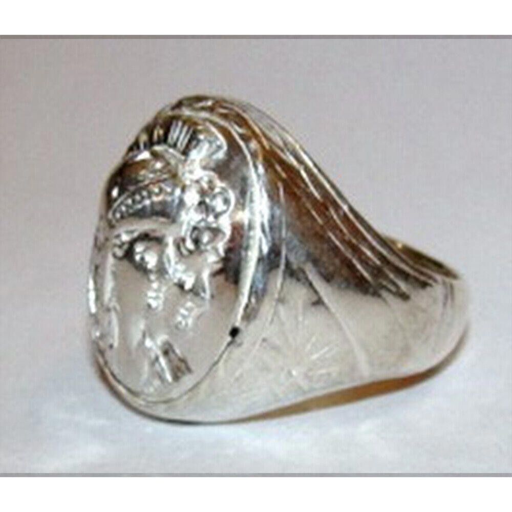 Designer Sterling Silver Oval Perseus and Andromeda Cameo Ring Size ONE SIZE - 3 Thumbnail