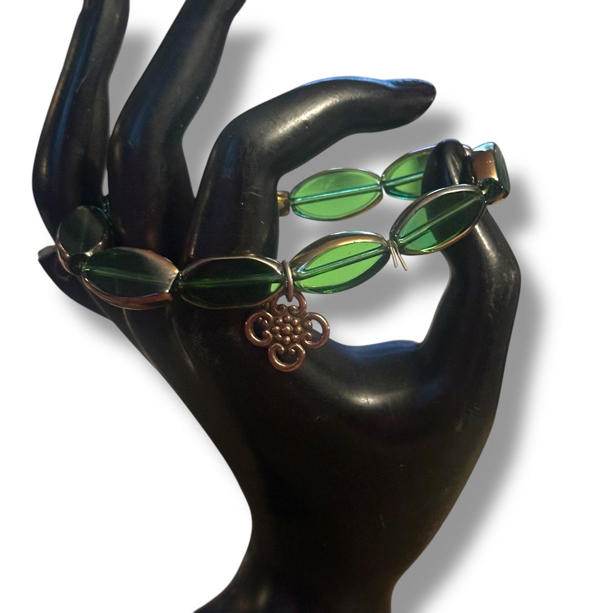 Other Green bezeled glass bead Celtic charm stretch bracelet Size ONE SIZE - 2 Thumbnail