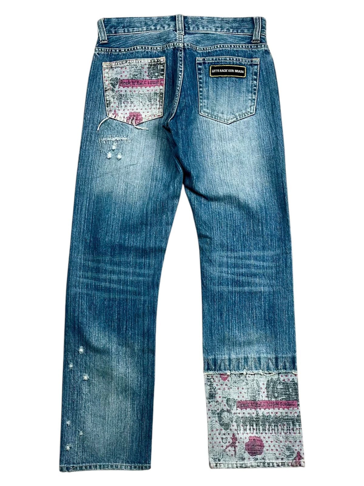 20471120 2000s World Wide Love - Grunge Pathwork Army Denim Pants Size US 29 - 2 Thumbnail
