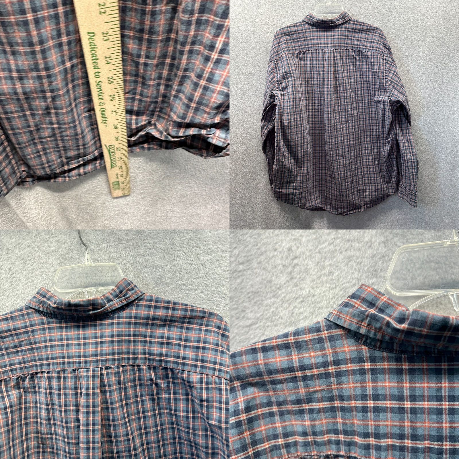 Lands' End VINTAGE Lands' End Shirts XL 17 Blue Cotton 90s Button Up Mens Long Sleeve Plaid Shirt Size US XL / EU 56 / 4 - 8 Thumbnail