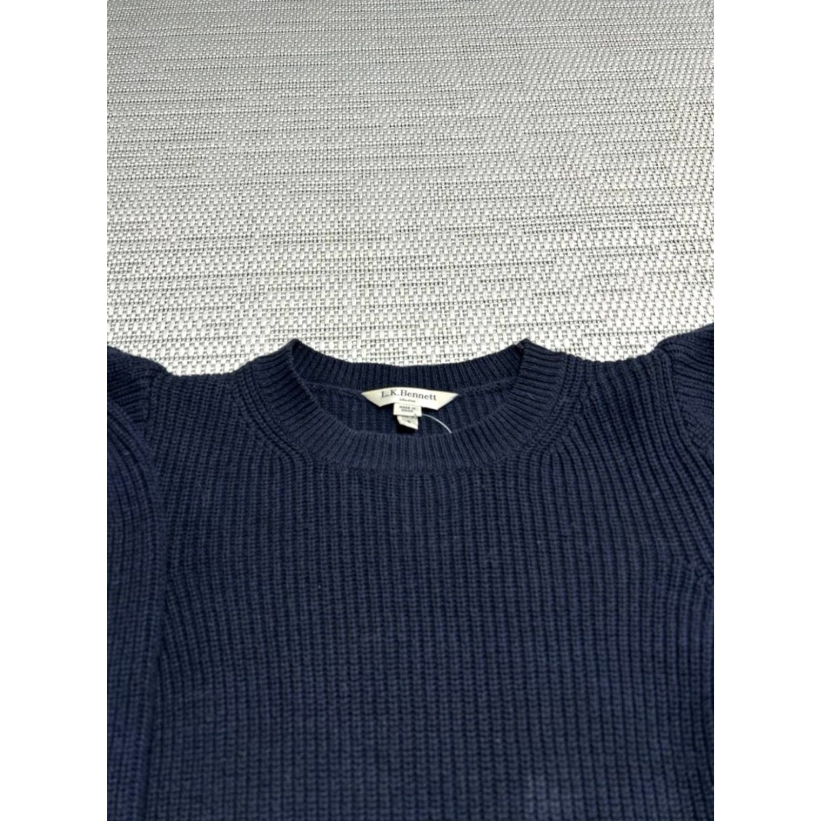 Vintage VINTAGE LK Bennett Sweater Womens Small Blue Cotton Ribbed Tight Knit Puff Sleeve Cozy Size S / US 4 / IT 40 - 3 Thumbnail