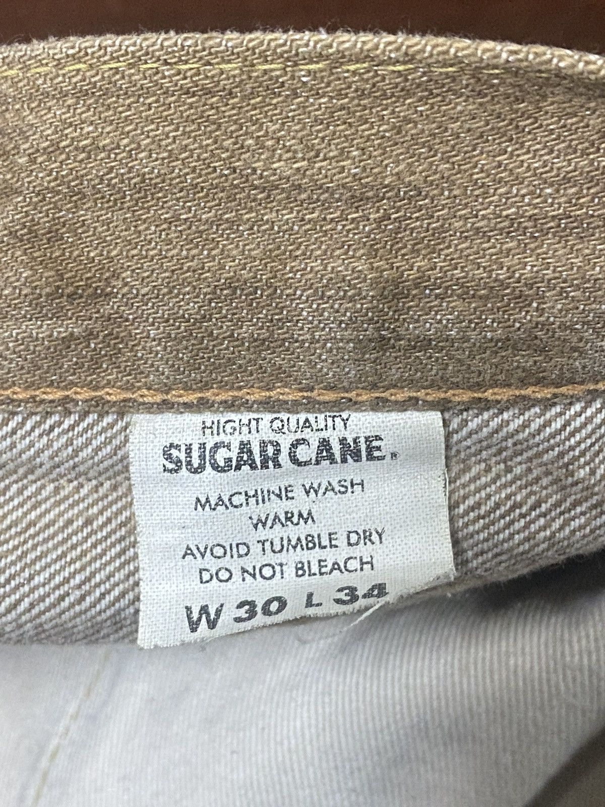 Japanese Brand VINTAGE SUGAR CANES 285 BROWN CREAM DENIM small bootcut Size US 31 - 20 Thumbnail