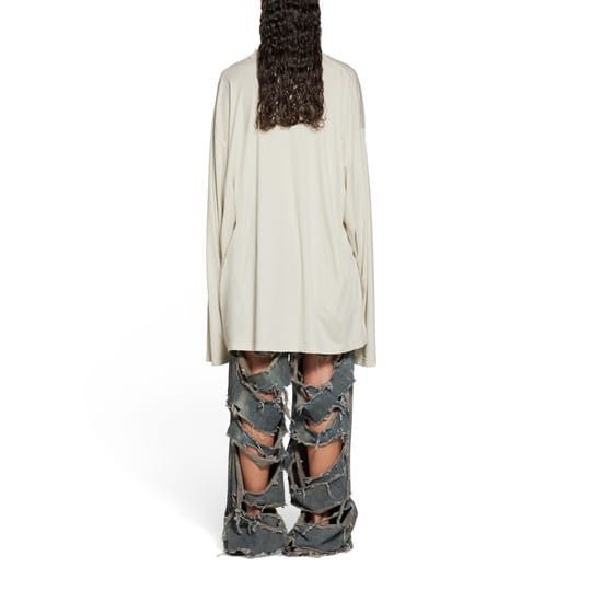Balenciaga o1s1wg110125 Unisex Long Sleeve T-Shirt Oversized Off White Size XS / US 0-2 / IT 36-38 - 3 Thumbnail