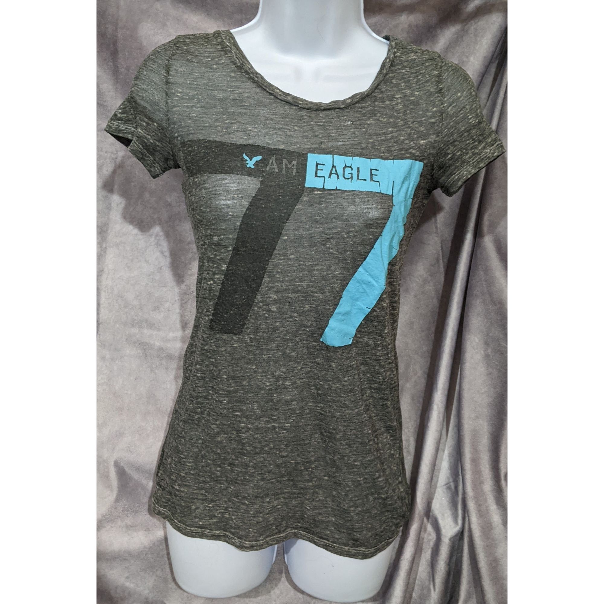 American Eagle Outfitters American Eagle Outfitters Favorite T Grey And Blue Size XS / US 0-2 / IT 36-38 - 1 Thumbnail