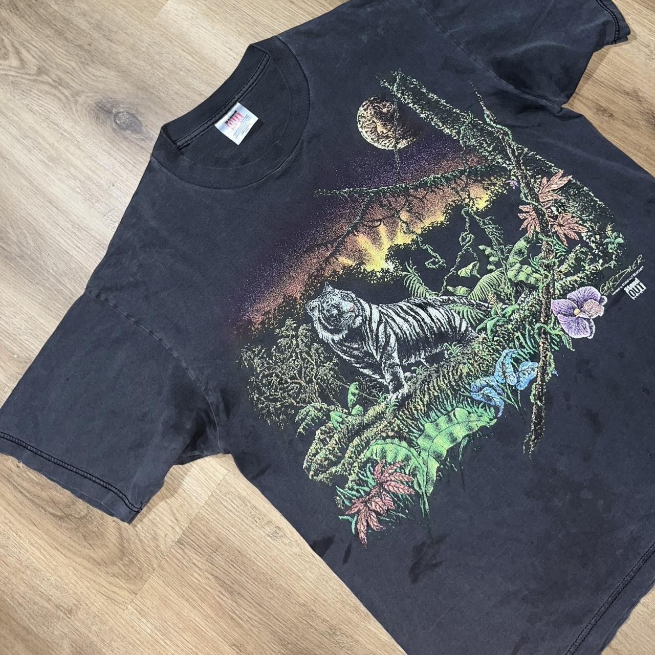 Vintage 🐅 1993 “Stand Out Designs” White Tiger Graphic Single Stitch Size US XL / EU 56 / 4 - 2 Thumbnail