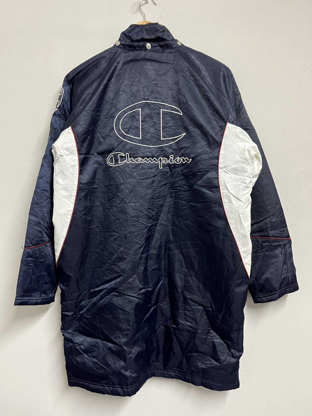 Champion 💥Vintage 90s Champion Big Logo Long Jackets Backhit Size US L / EU 52-54 / 3 - 1 Thumbnail
