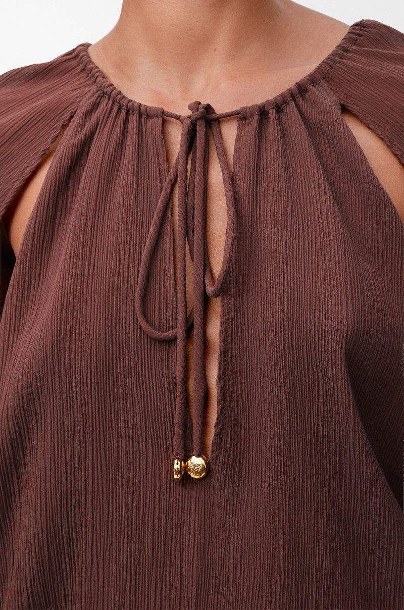 Loewe o1in1g0426 Blouse in Cotton And Silk in Coffee Size XL / US 12-14 / IT 48-50 - 5 Thumbnail