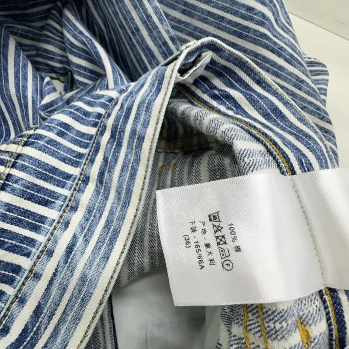 Dior Dior Blue Striped Straight Leg Jeans for Women 0079-2507 Size 35" - 5 Thumbnail