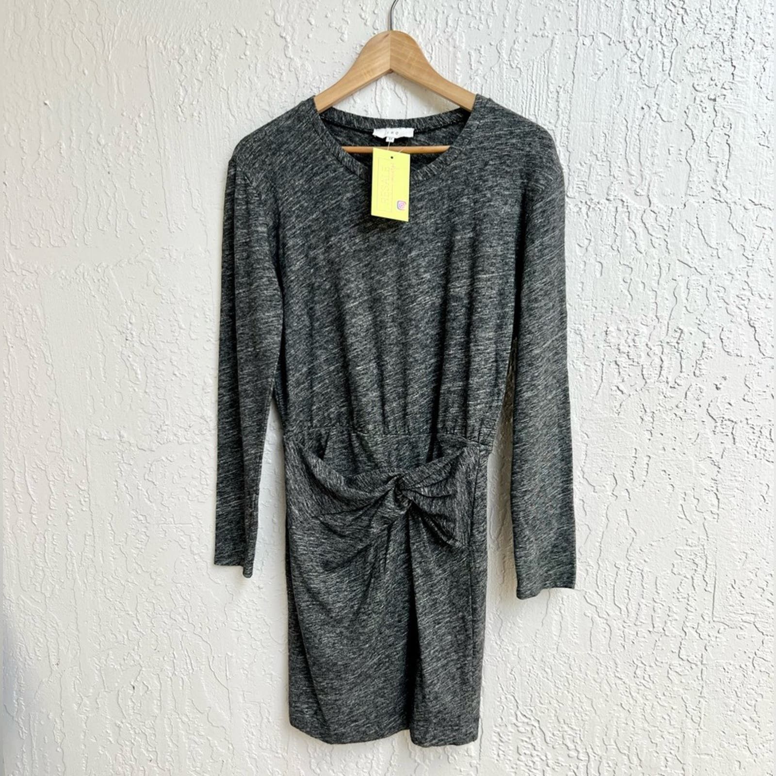 image of Iro Paris Letitia Sweater Mini Wrap Front Dress Size Medium in Grey, Women's