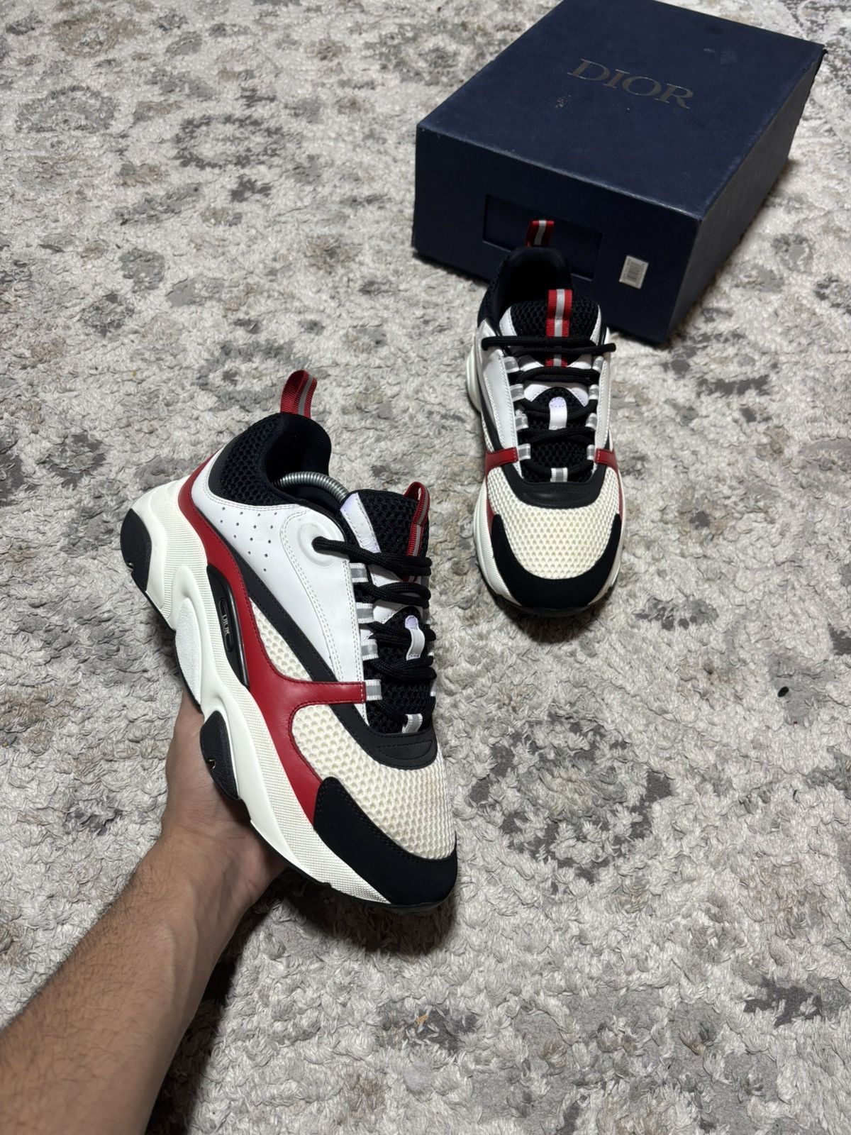 Dior Dior B22 Sneakers White Black Red – Size EU 43 (US 10) Size US 10 / EU 43 - 1 Thumbnail