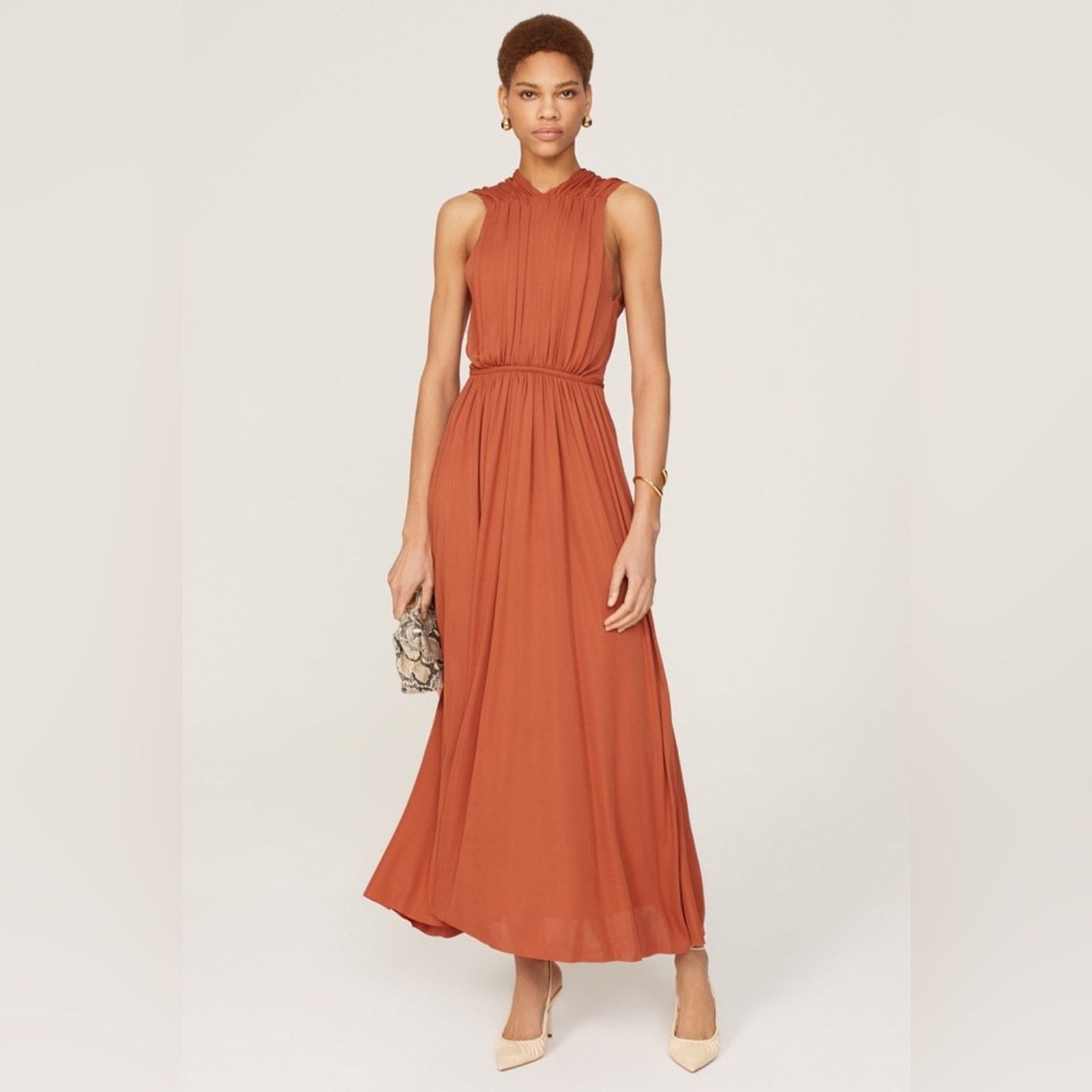 Another Tomorrow Another Tomorrow Size 10 Shirred Open Back Dress Size L / US 10 / IT 46 - 1 Thumbnail