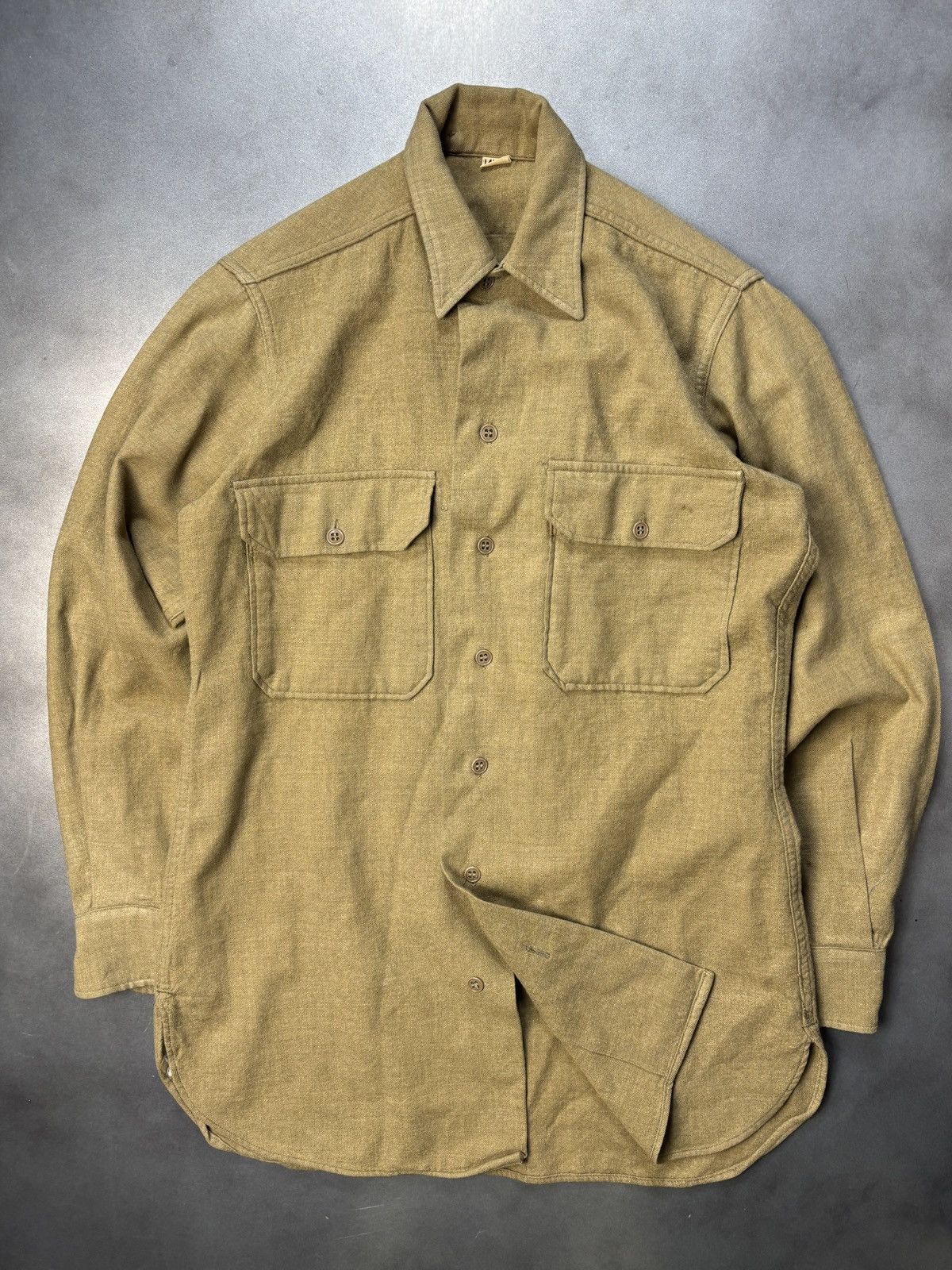 Vintage True Vintage Wool Overshirt Military Button-Up Longsleeve S Size US S / EU 44-46 / 1 - 13 Thumbnail
