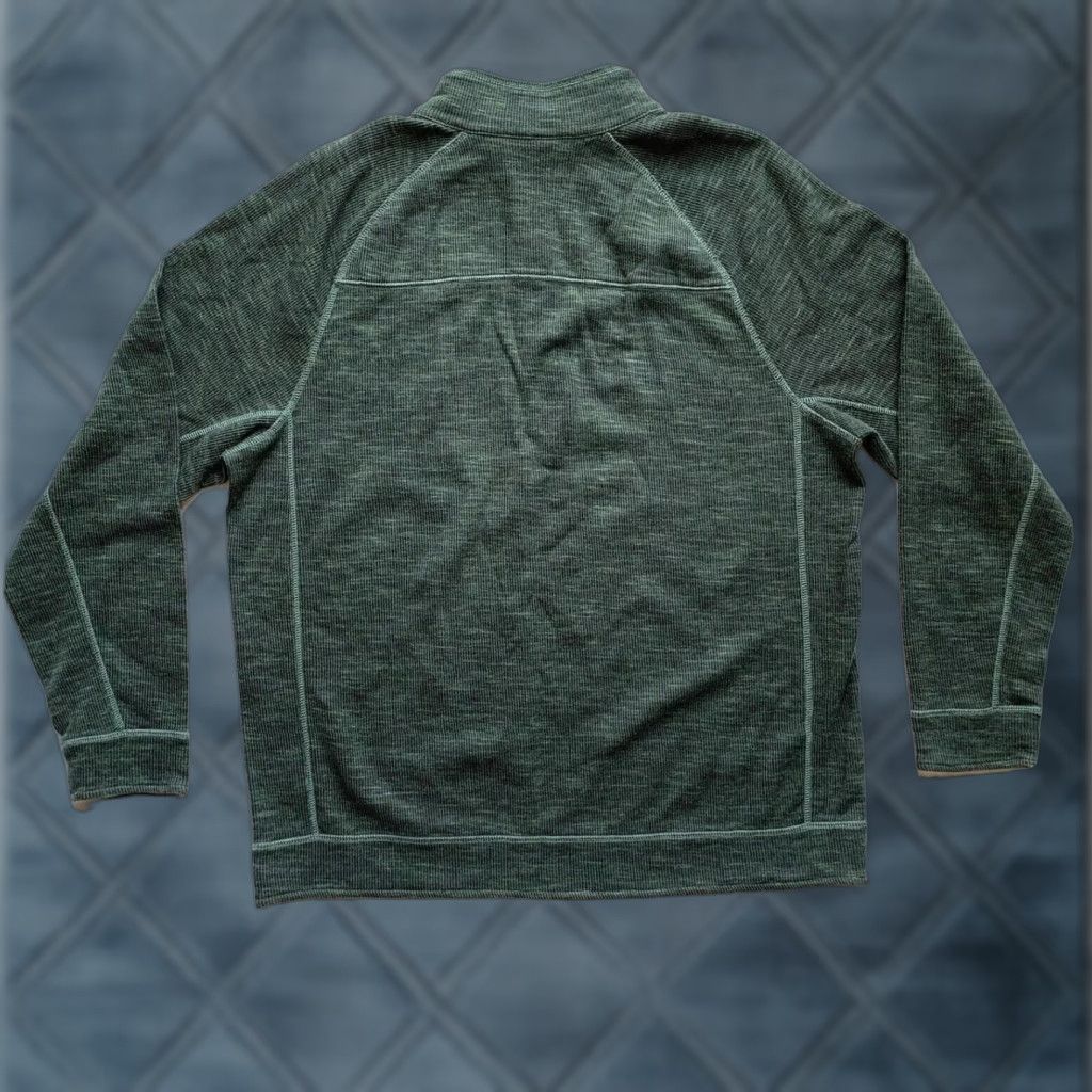 VINTAGE Tommy Bahama Reversible Knit Sweater Mens L Tencel Blend Pullover 1/2 Zip Green