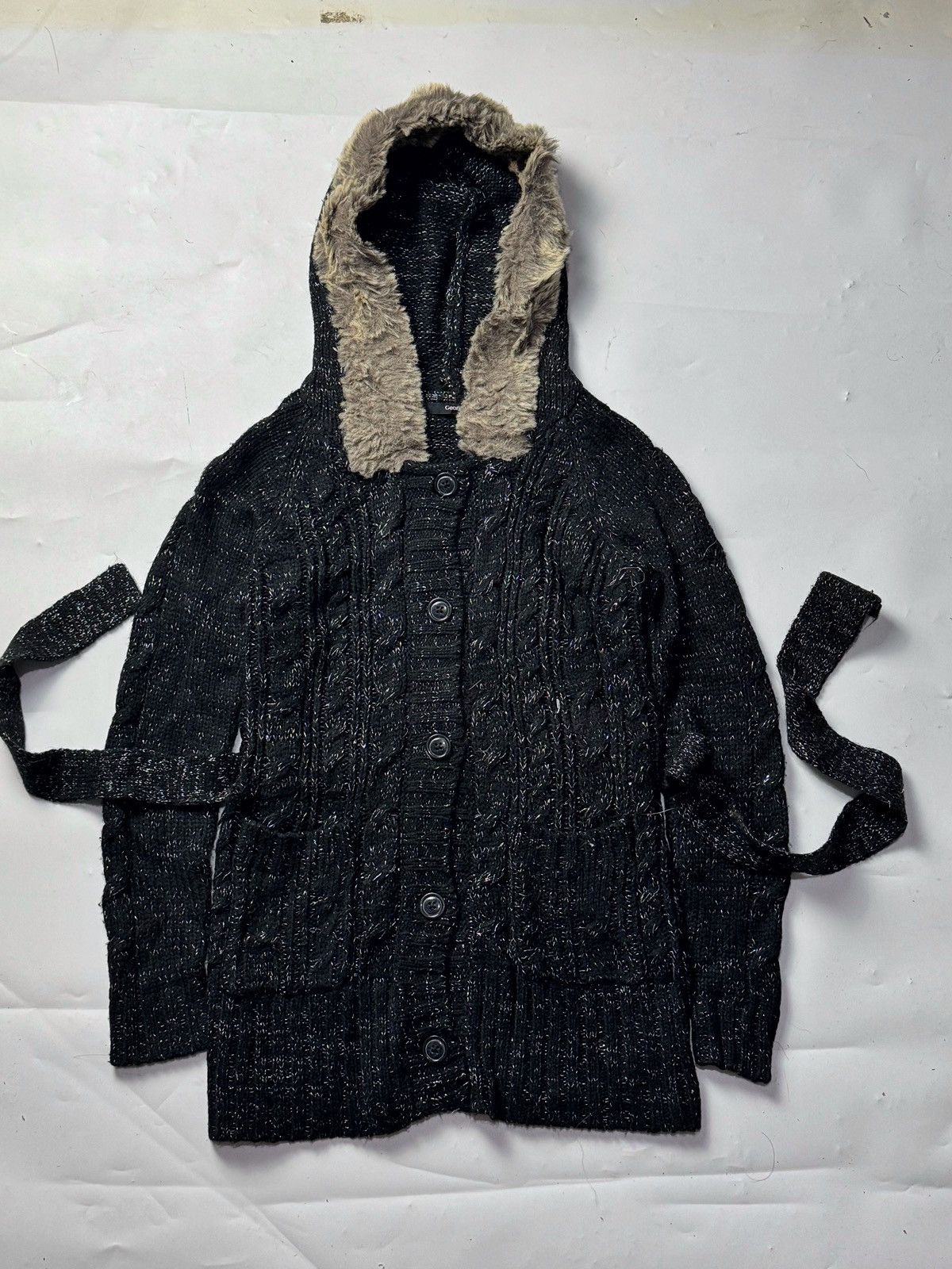 If Six Was Nine × Japanese Brand × Le Grande Bleu (L.G.B.) Japanese Fur Hoodie Cable Knit George Ifsix Lgb Style Size US S / EU 44-46 / 1 - 1 Thumbnail