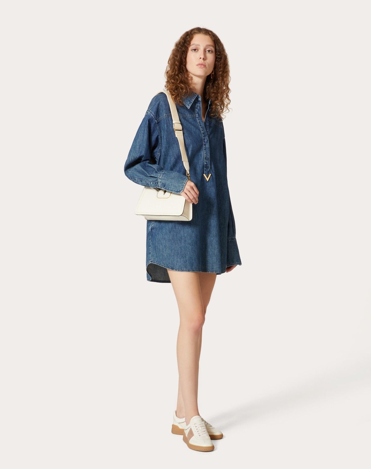 Valentino o1s1wg110525 Denim Chambray Dress in Medium Blue Size XL / US 12-14 / IT 48-50 - 3 Thumbnail