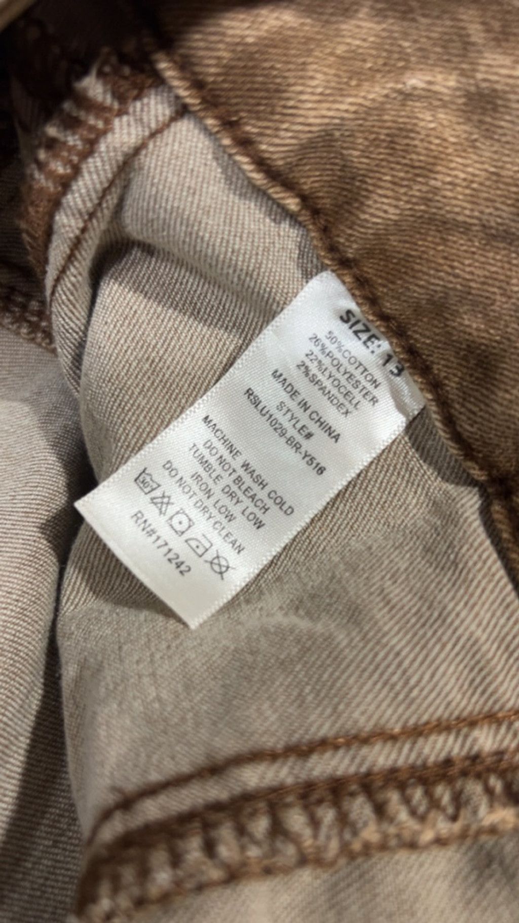 Other Women's RISE Brown Lace-Up Skinny Jeans Juniors 13 Size 31" - 5 Thumbnail