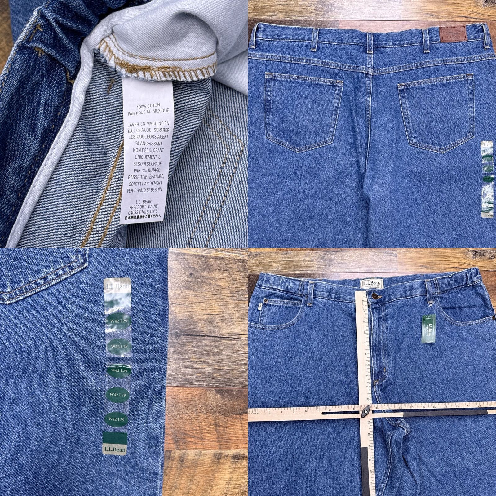 Vintage LL Bean Comfort Waist Jeans Mens 42x29 Stonewash Natural Fit New Size US 42 / EU 58 - 8 Thumbnail