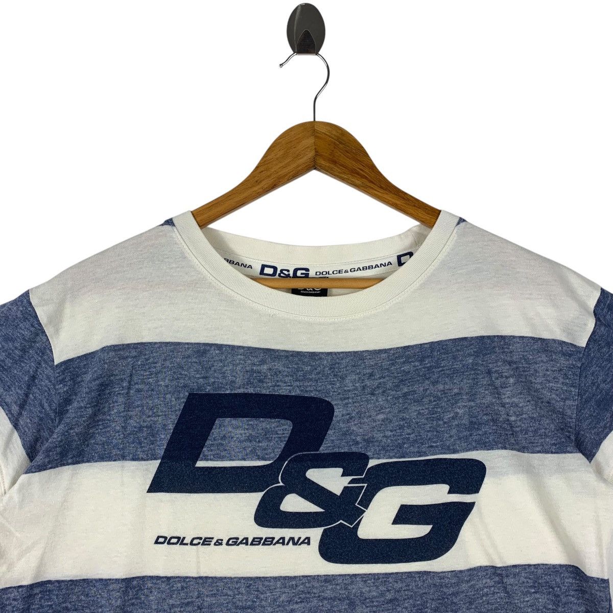 Designer × Dolce & Gabbana DOLCE & GABBANA Spellout stripe women tee Size L / US 10 / IT 46 - 2 Thumbnail