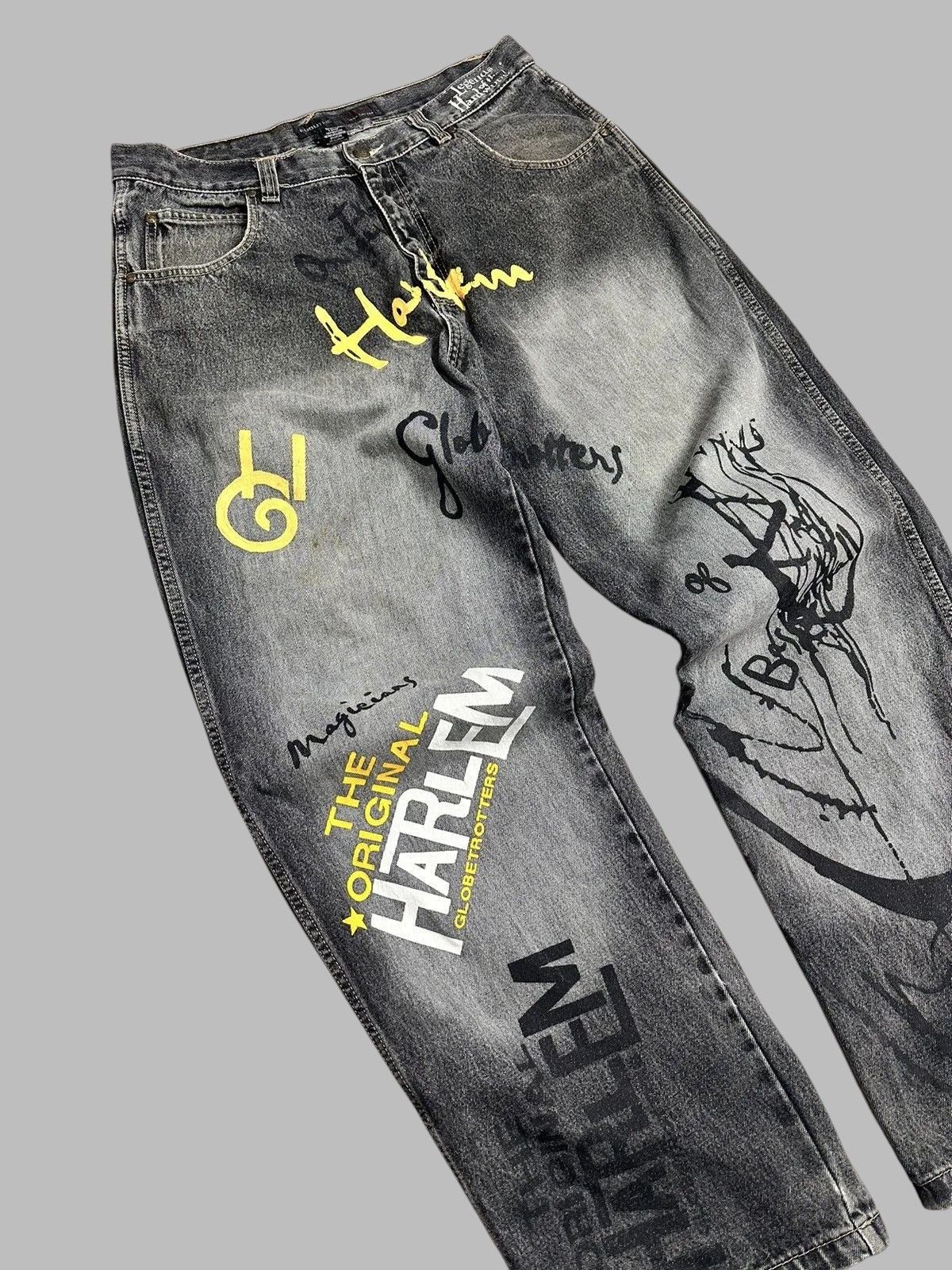Fubu 90s Hip Hop Fubu Baggy Black Denim Jeans Street JNCO Size US 36 / EU 52 - 2 Thumbnail
