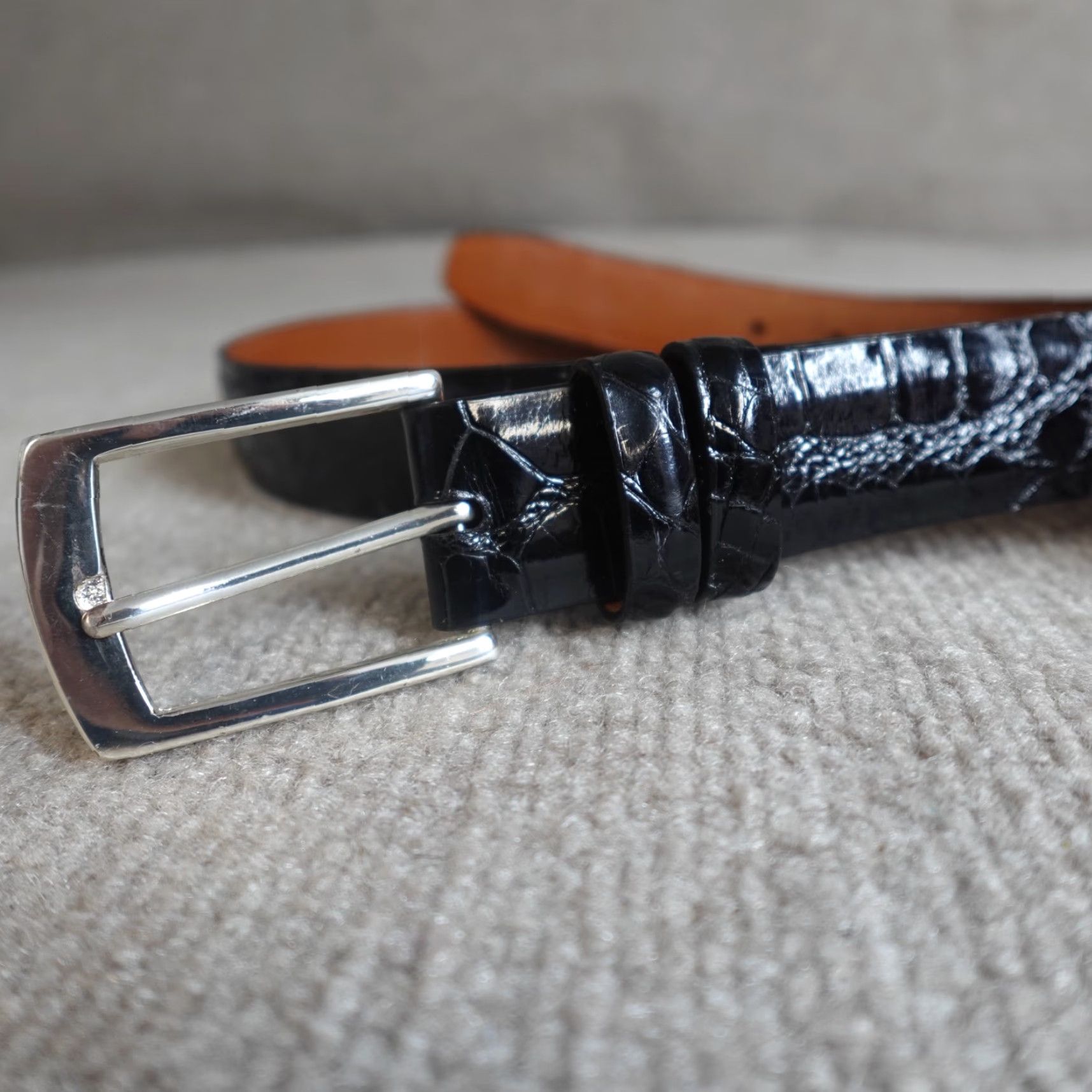 Vintage Traffalgar Mens Belt 36 Black Dress Belt Leather Stainless Steel Buckle Vintage No Size 36 - 2 Thumbnail