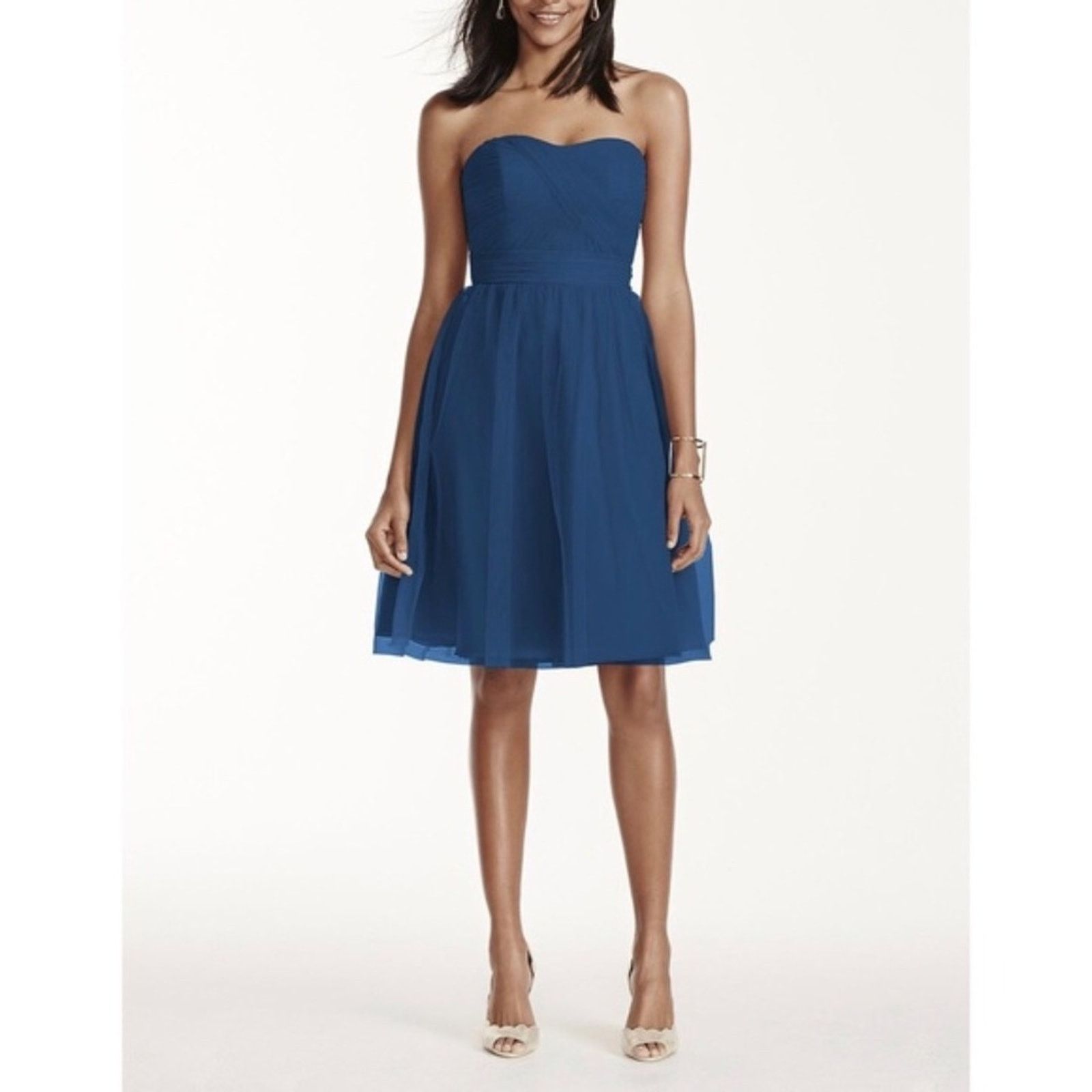 Other David’s Bridal Blue Strapless Tulle Short Dress Size M / US 6-8 / IT 42-44 - 1 Thumbnail