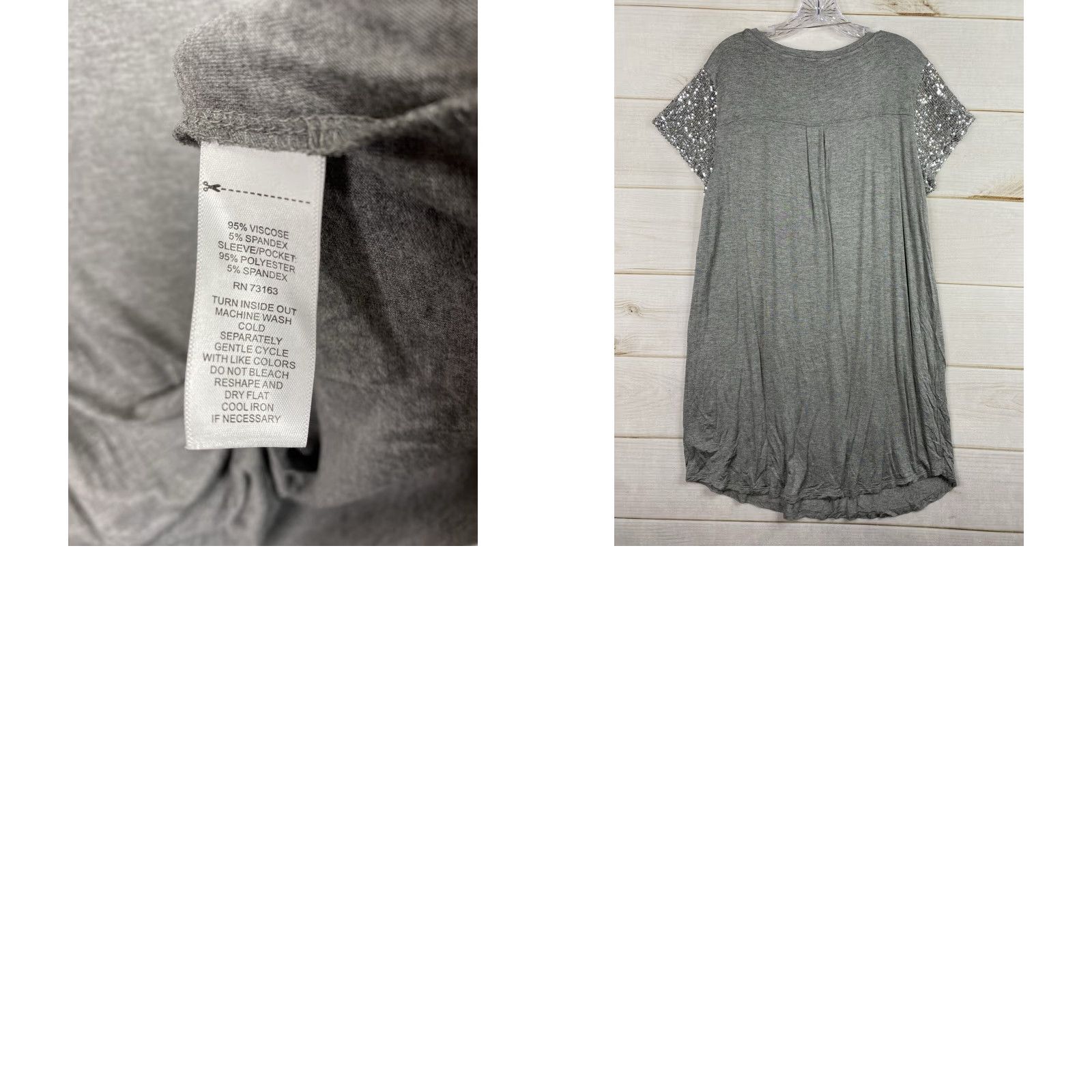 Vintage Cable & Gauge Shirt Dress Womens XL Gray Silver Sequins Pocket Lounge Stretch Size XL / US 12-14 / IT 48-50 - 8 Thumbnail