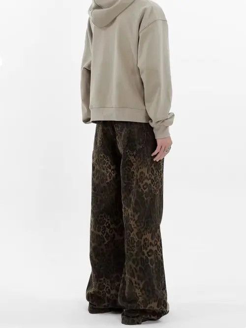 VIBE Vintage High Street Hip Hop Leopard Print Wide Leg Jeans Size US 32 / EU 48 - 4 Thumbnail