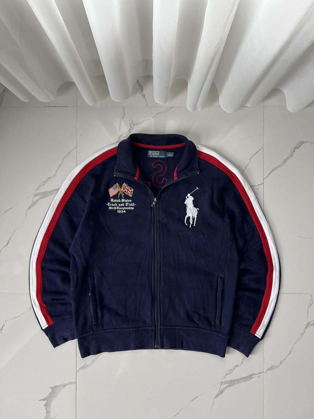 Polo Ralph Lauren 00’s POLO RALPH LAUREN USA TRACK AND FIELD ZIP SWEATSHIRT Size US L / EU 52-54 / 3 - 1 Thumbnail