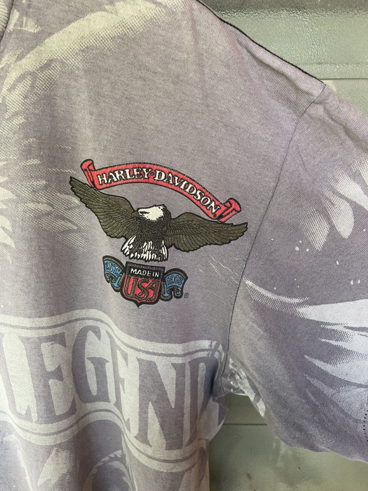 Harley Davidson Thrashed Vintage 1991 Harley Davidson OVP Sun Faded Tee Size US XL / EU 56 / 4 - 4 Thumbnail
