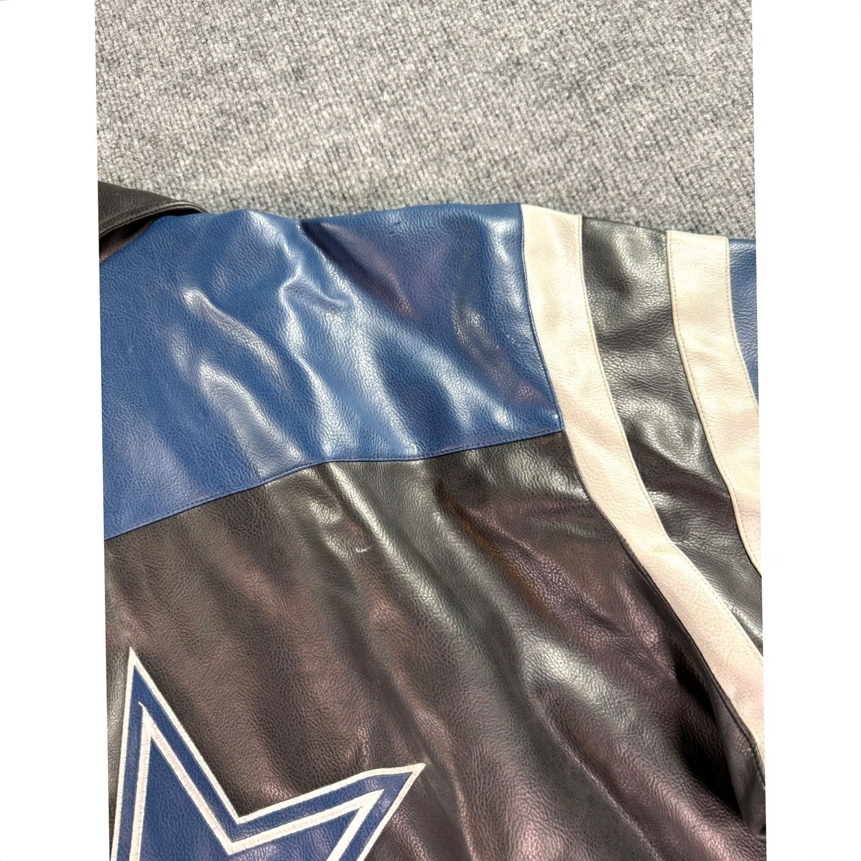 NFL VINTAGE NFL Dallas Cowboys Leather Bomber Jacket Mens XXL Black Blue Embroidered Zip Size US XXL / EU 58 / 5 - 5 Thumbnail
