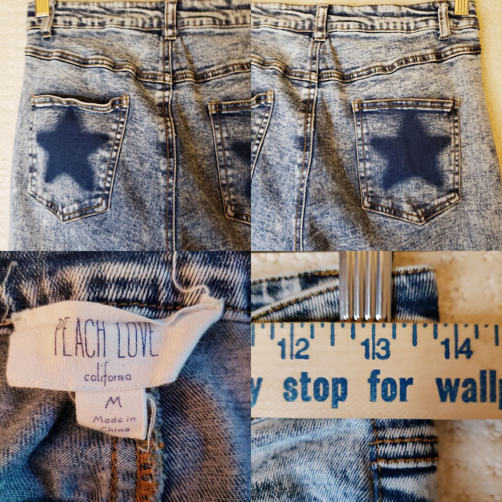 Denime Peach Love California Flare Denim Jeans Blue SZ M STARS! Size 32" / US 10 / IT 46 - 9 Thumbnail