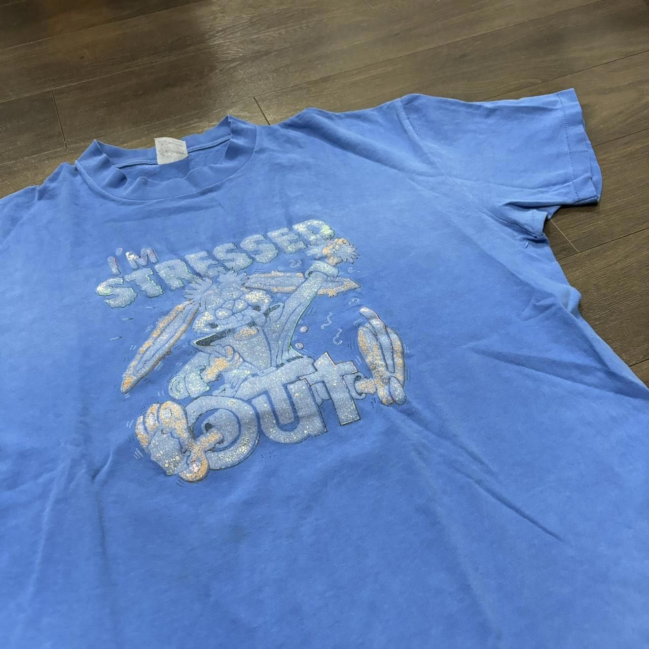 Designer Vintage stressed out cartoon t shirt 90s XL Size US XL / EU 56 / 4 - 4 Thumbnail
