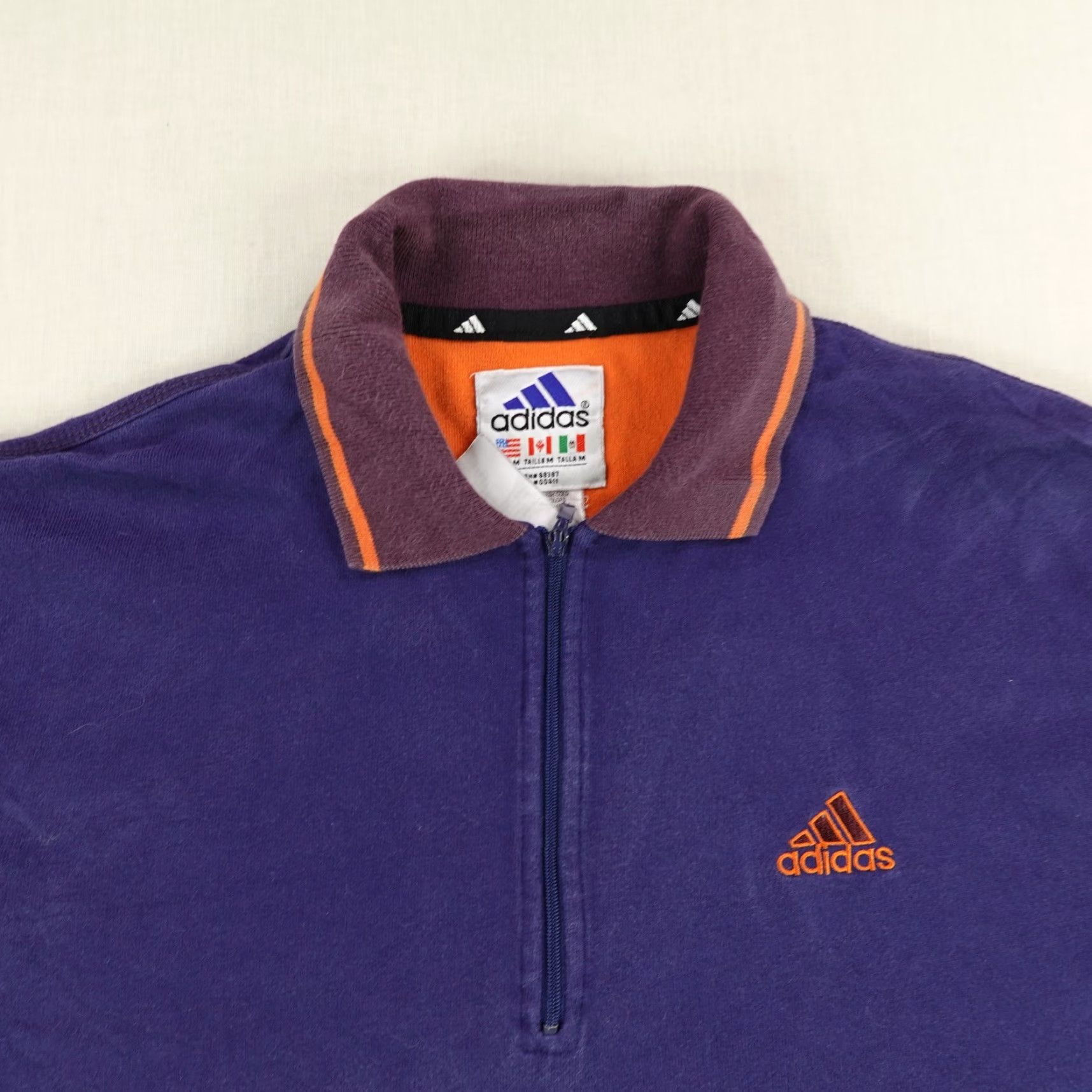 Adidas VINTAGE Adidas Polo Shirt Men’s Medium Short Sleeve 1/4 Zip Cotton Blue Casual Size US M / EU 48-50 / 2 - 2 Thumbnail