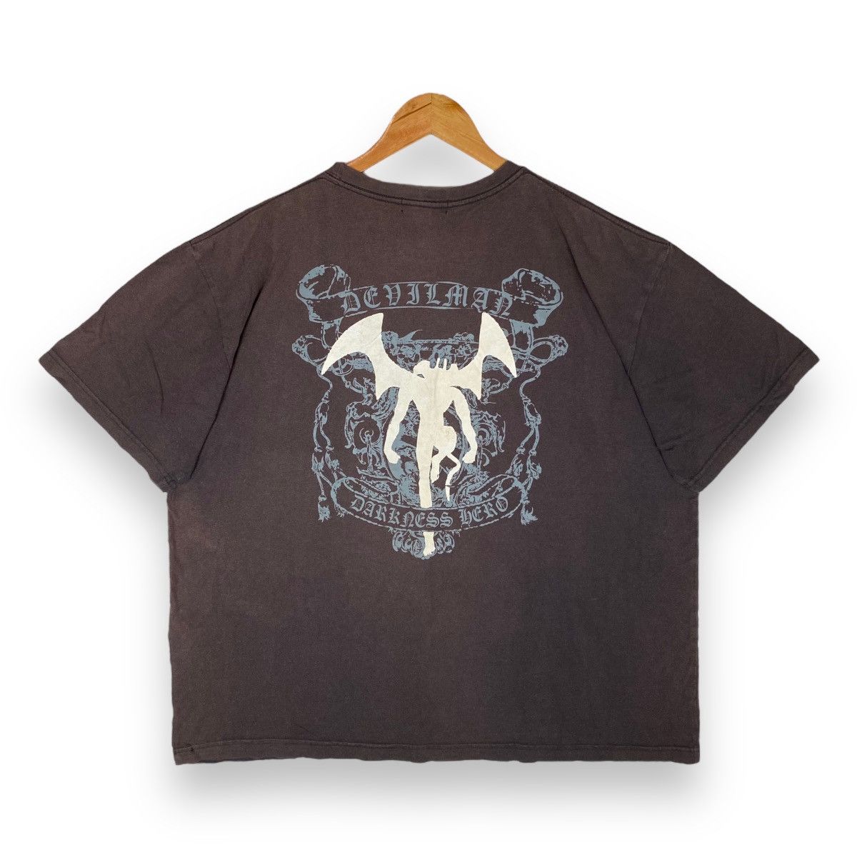 image of Anima x Vintage Sunfaded Devilman Darkness Hero Anime Tee in Brown, Men's (Size 2XL)