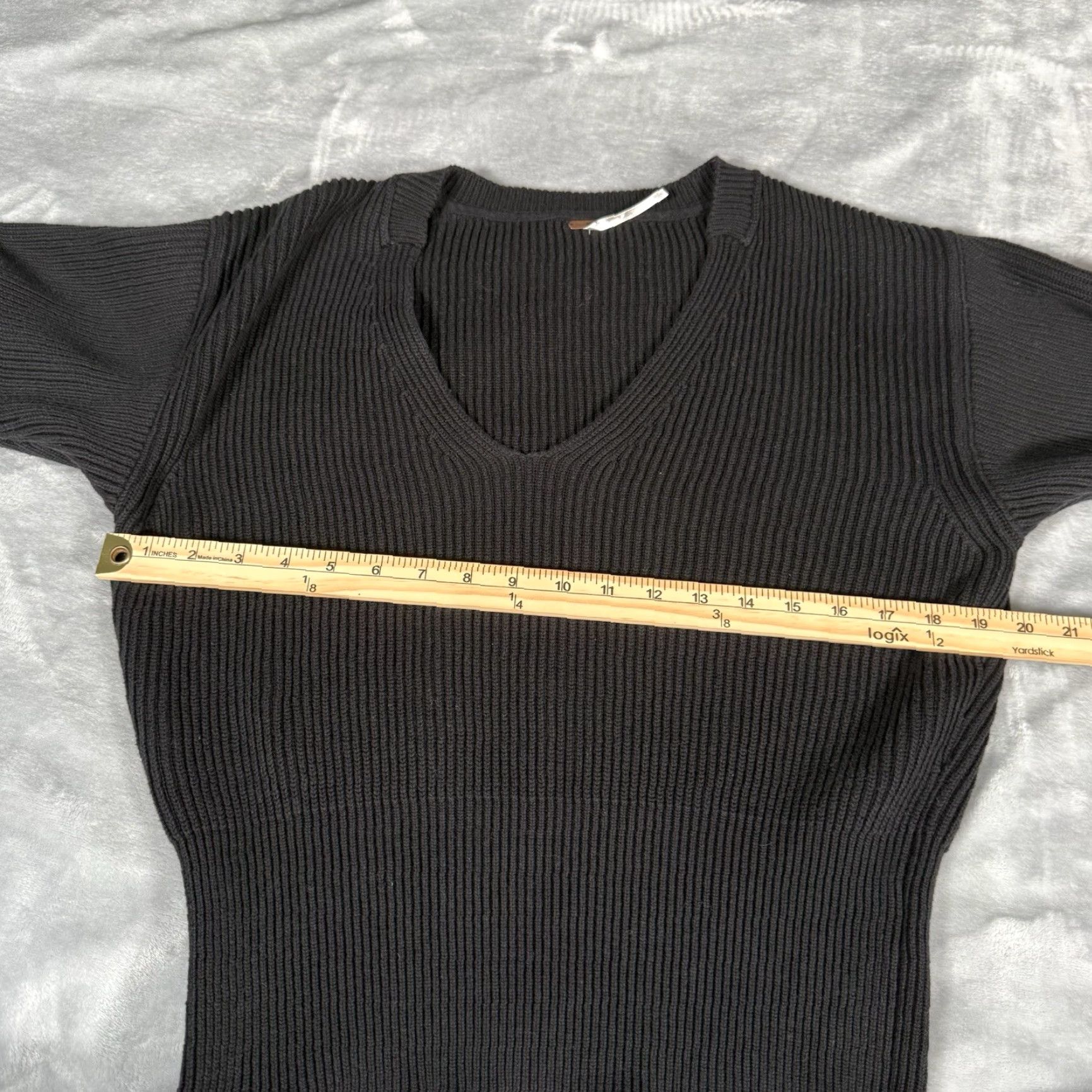 Free People Free People Ribbed Knit Sweater Womens Small Deep V Neck Oversized Black Shirt Pullover Casual Womens Size S / US 4 / IT 40 - 5 Thumbnail