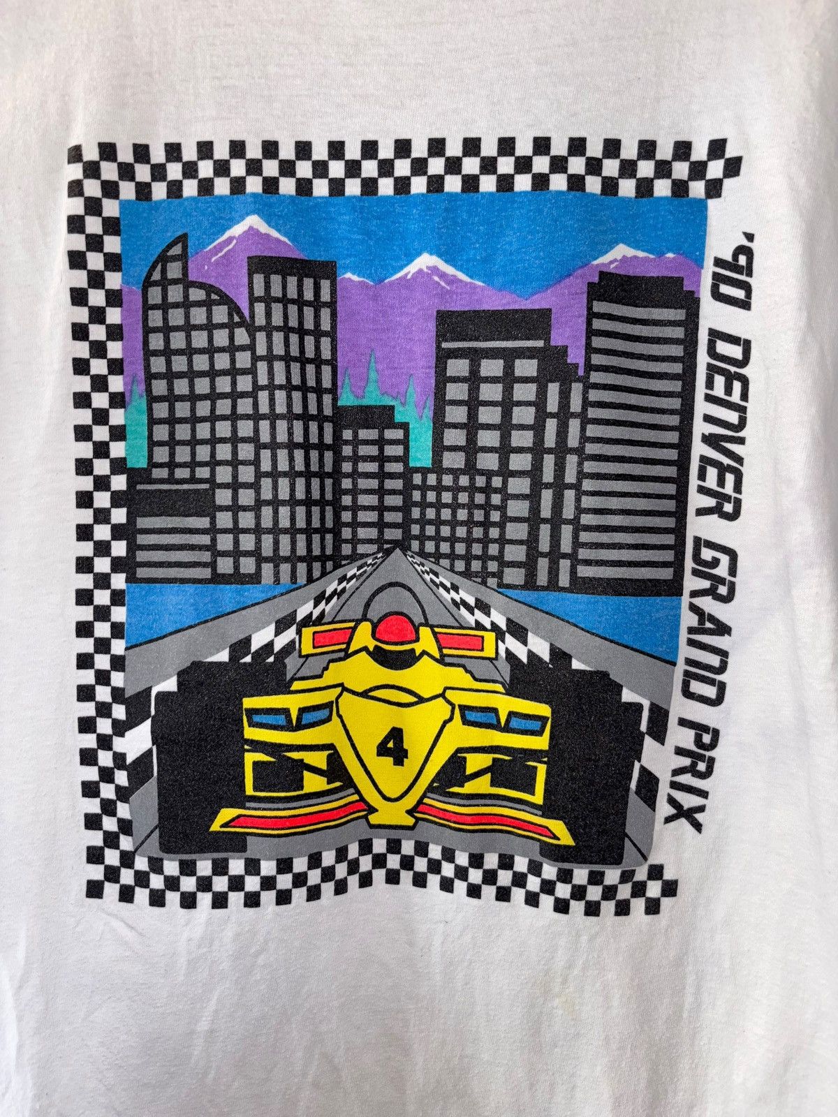 Hanes × Vintage Vintage 1990 Denver Grand Prix Promo T-Shirt Size US L / EU 52-54 / 3 - 4 Thumbnail