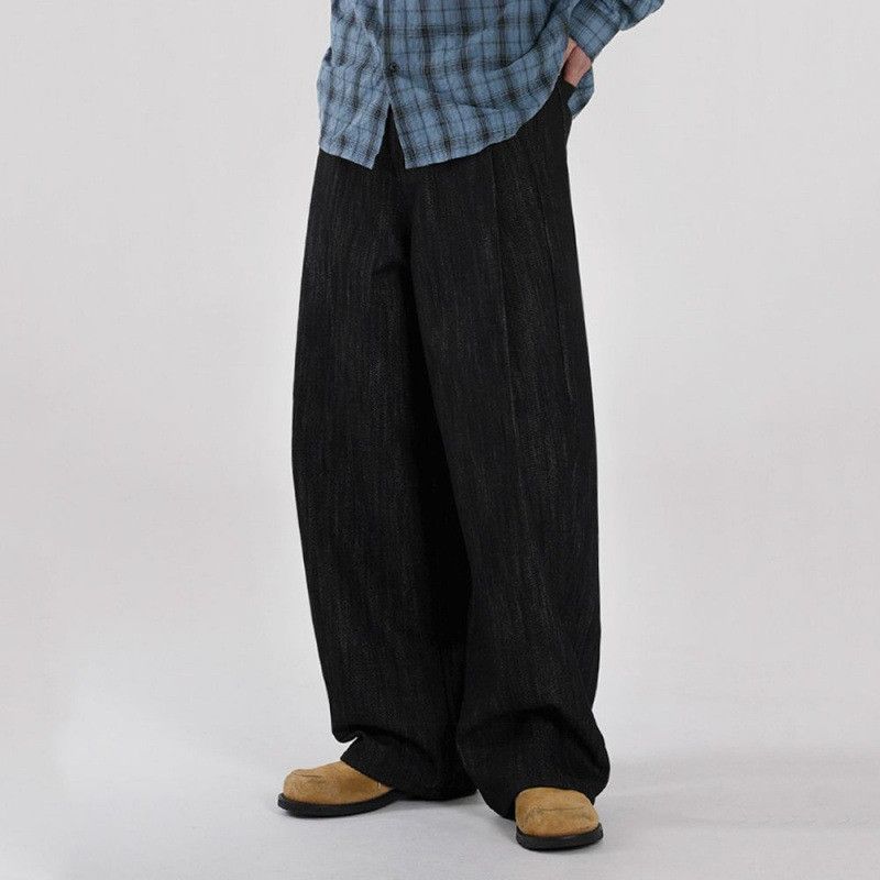 Japanese Brand Retro black loose wide leg jeans Size US 32 / EU 48 - 6 Thumbnail
