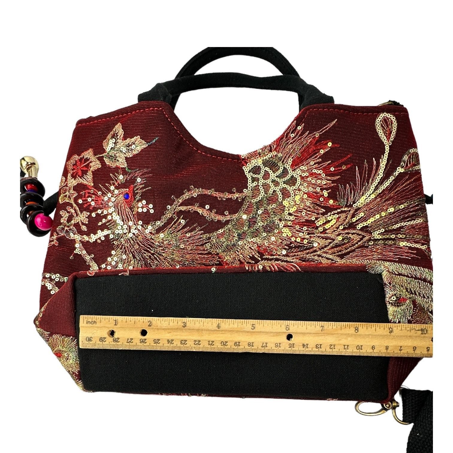 Designer Crossbody/Double Handle Tote Handbag Embroidered & Beaded Ph Size ONE SIZE - 6 Thumbnail