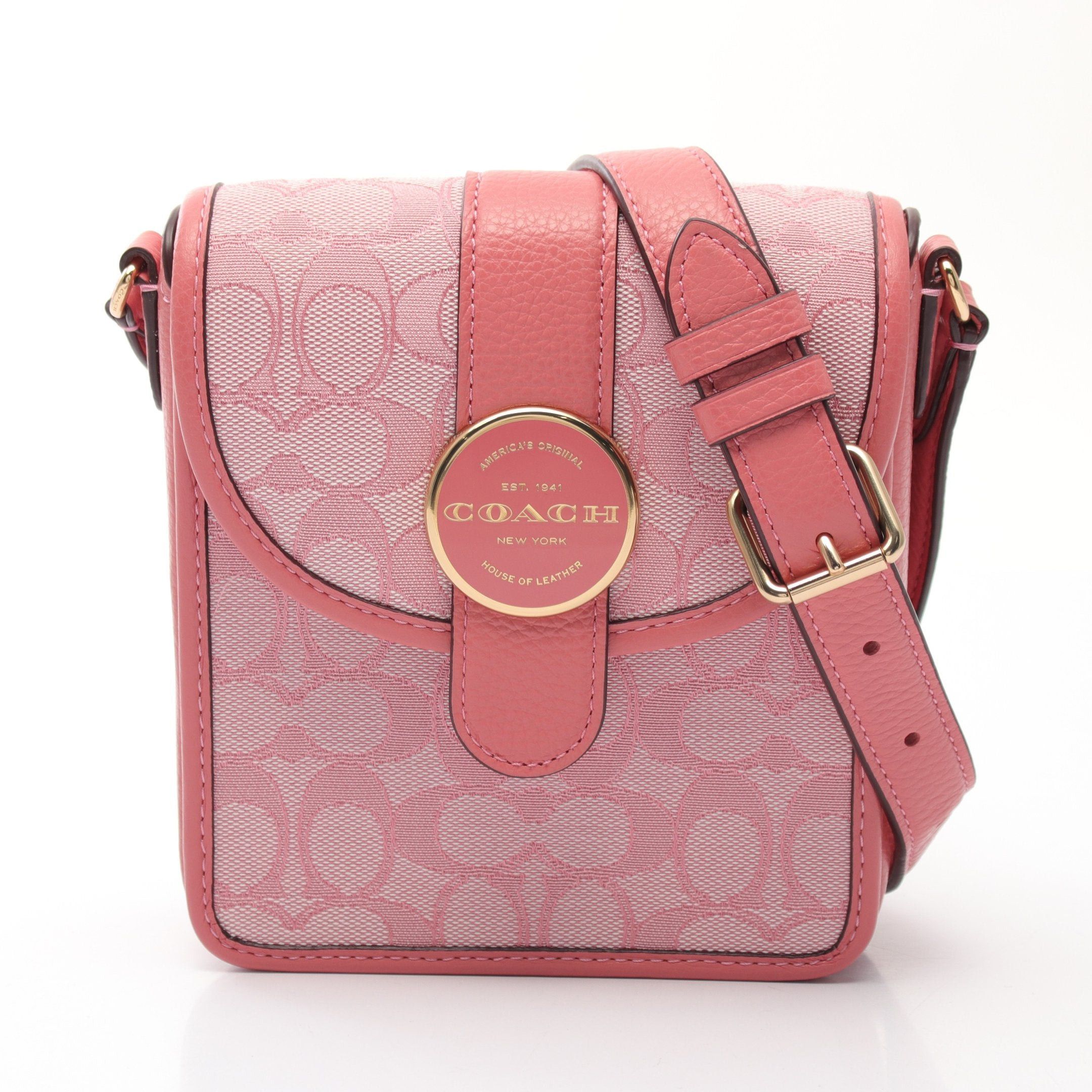 Coach Coach North South Ronnie Signature Shoulder Bag Canvas Leather Pink Size ONE SIZE - 1 Thumbnail