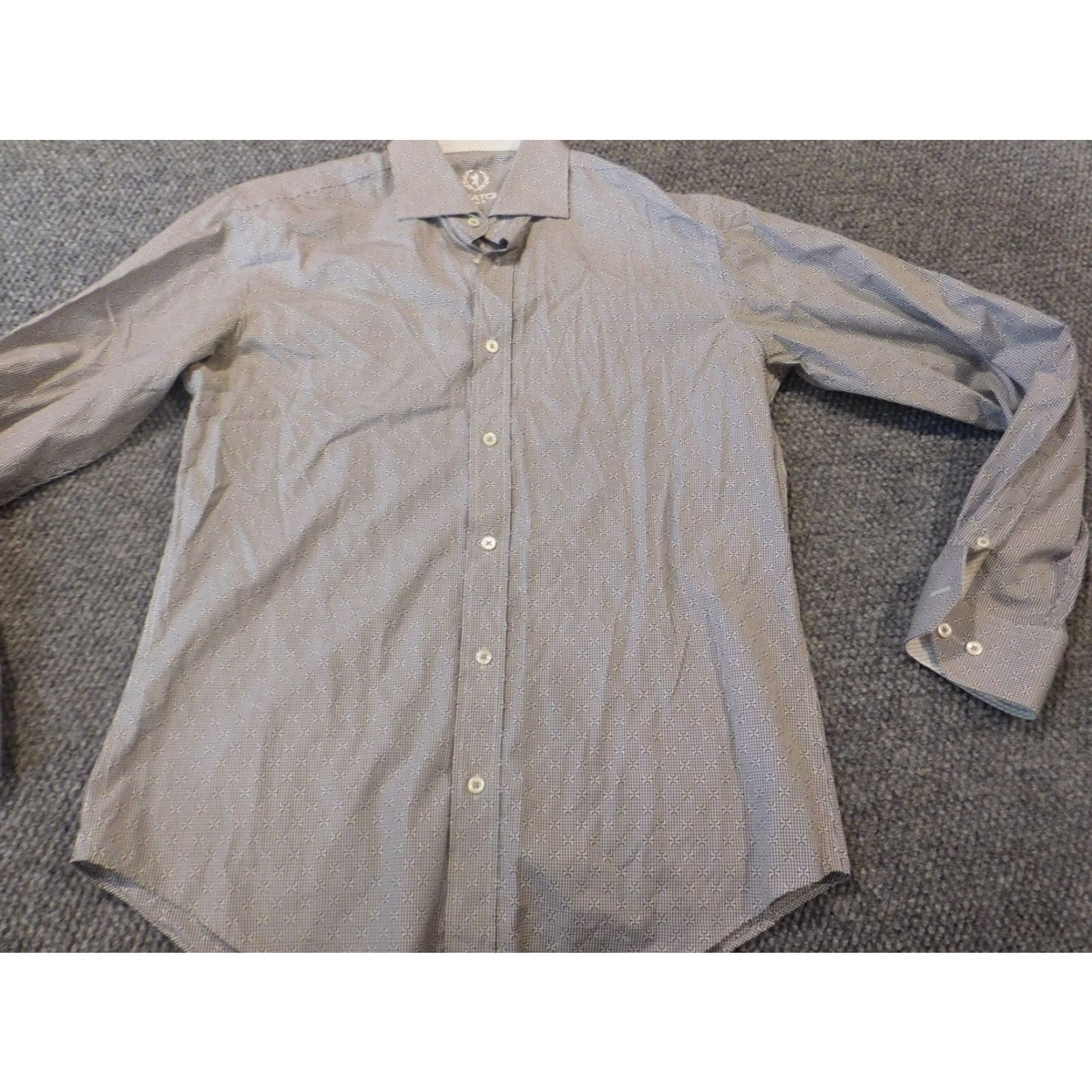 BUGATCHI Bugatchi Uomo Shirt Mens M Gray Button-Up Knit Cotton Casual Plaid Long Sleeve Collared Slimming Pockets Regular Vintage No Buttons Mens Size US M / EU 48-50 / 2 - 2 Thumbnail