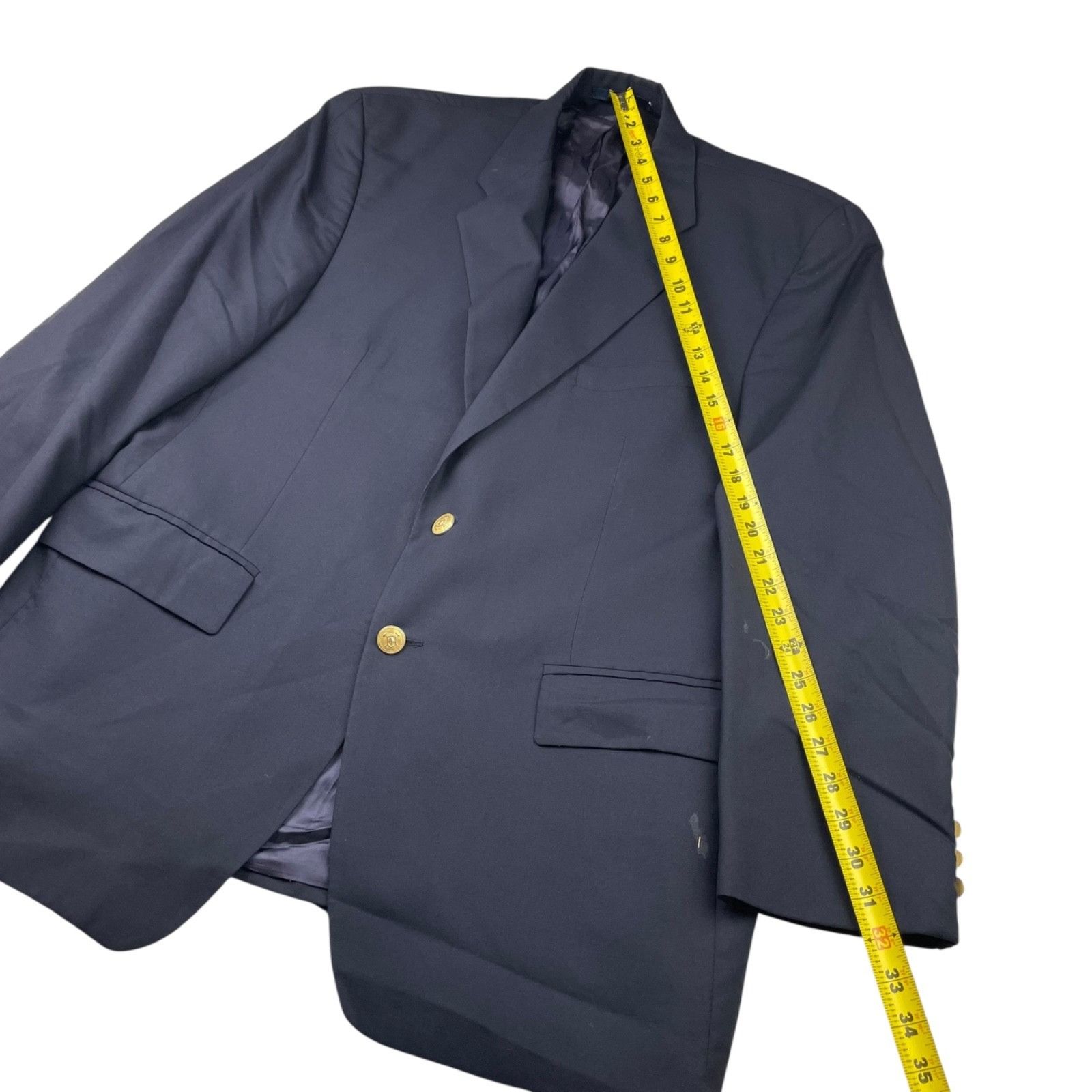 Chaps Chaps Ralph Lauren Men's 100% Wool Gold Buttons 2-Button Bla Size 44R - 13 Thumbnail