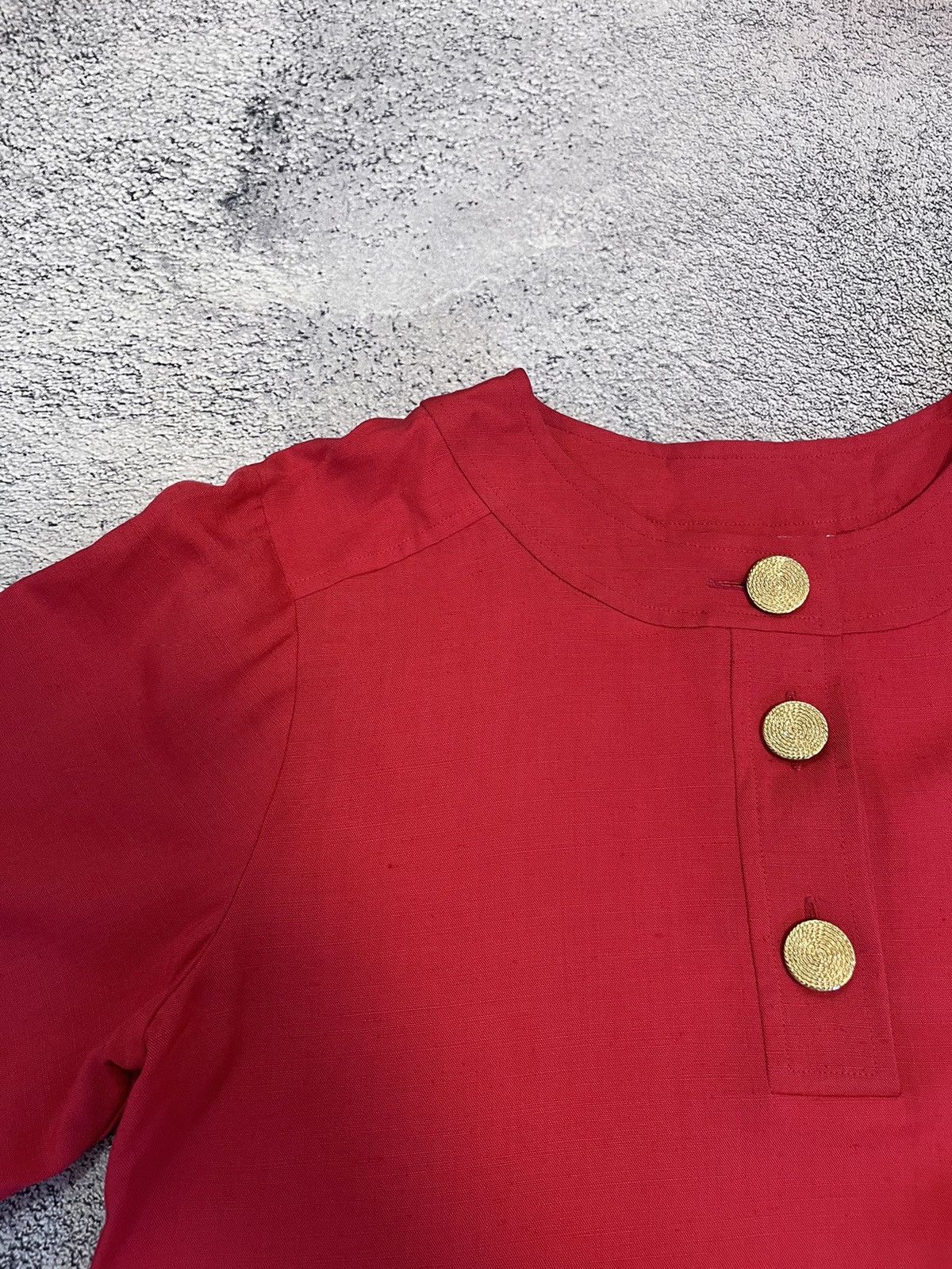 Yves Saint Laurent YSL Variation Red Silk Linen Blouse Gold Buttons Vintage F38 Size S / US 4 / IT 40 - 19 Thumbnail