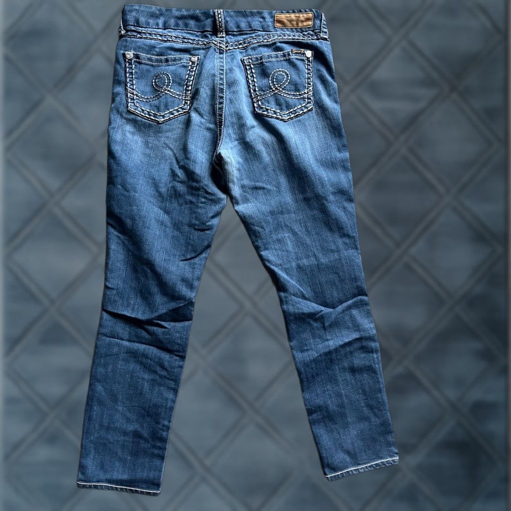Vintage Seven7 Women’s Jeans Mid Rise Skinny Tapered Ankle Blue Distressed 12 Women’s Size 34" / US 12 / IT 48 - 1 Thumbnail
