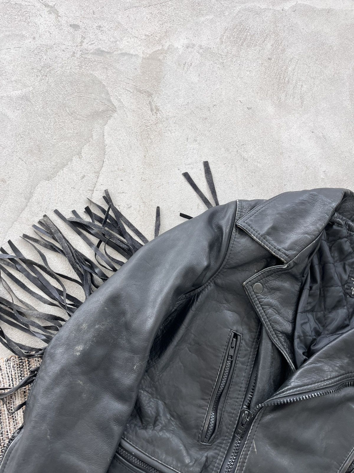 Genuine Leather Vintage Leather Biker Jacket Black Cowboy Western Style Y2K Size S / US 4 / IT 40 - 4 Thumbnail