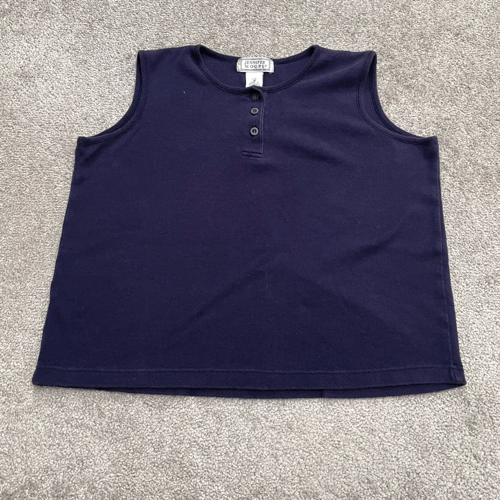 Vintage Jennifer Moore Tank Top Womens Medium Blue Sleeveless 100% Cotton Basic Shirt Sleeveless Regular Mens? Size M / US 6-8 / IT 42-44 - 2 Thumbnail